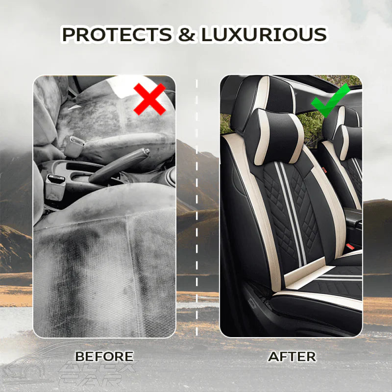 Zetas Car Seat Cushion Full Set Universal Waterproof Breathable Vehicle Leather Cover for Cars, SUV, Pick-up Truck